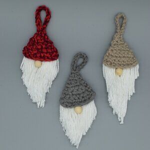 Crochet Gnome Ornaments Handcrafted Set Of Two